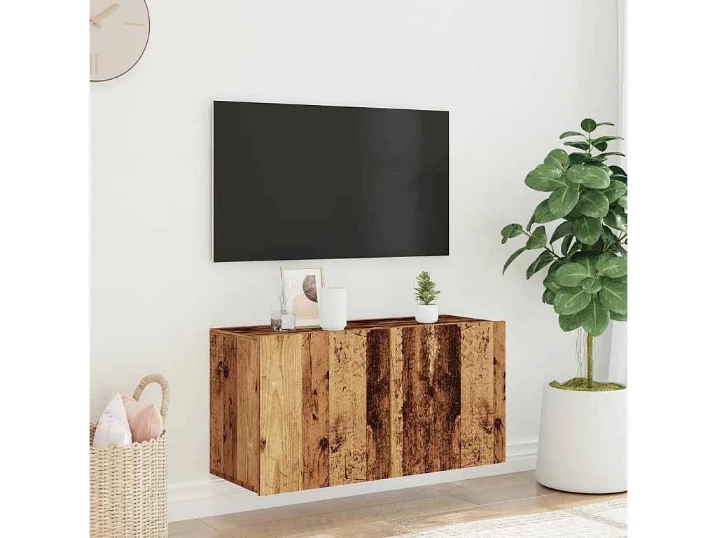 Mueble de TV de pared en madera vieja 80x30x41 cm