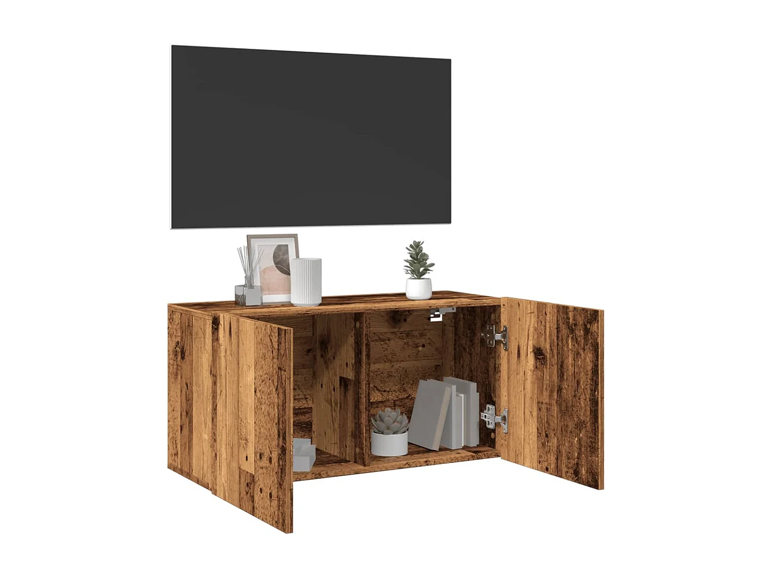 Mobile porta TV a parete in legno vecchio 80x30x41 cm