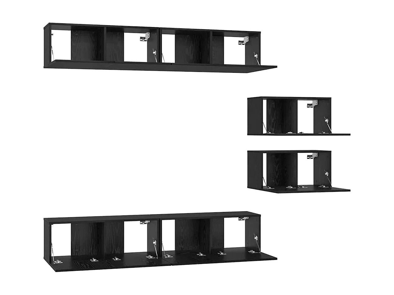 Set di mobili TV da 6 pezzi in rovere nero 80 x 30 x 30 cm