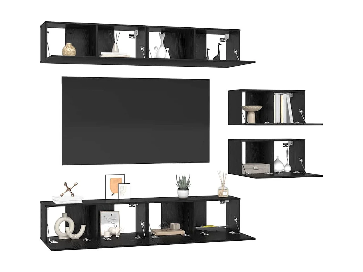 Ensemble meuble TV 6 pcs Chêne noir 80 x 30 x 30 cm