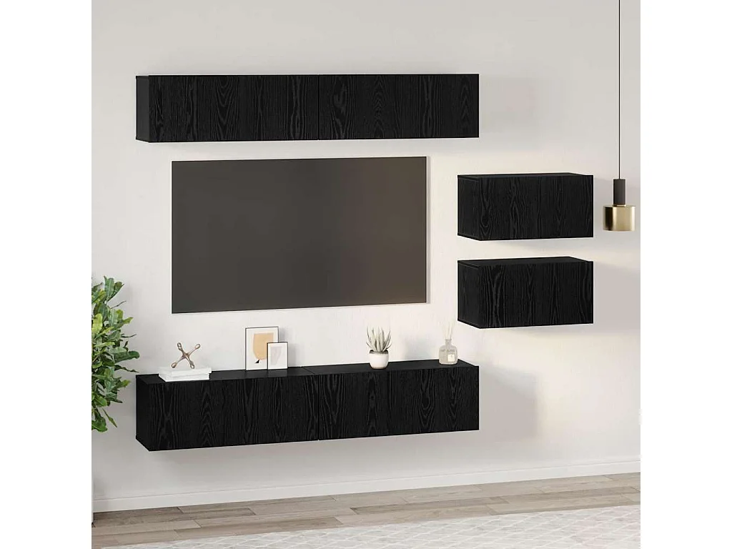 Ensemble meuble TV 6 pcs Chêne noir 80 x 30 x 30 cm
