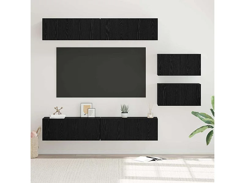 Ensemble meuble TV 6 pcs Chêne noir 80 x 30 x 30 cm