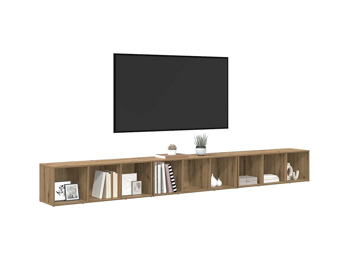 3-delige tv-kast, handgemaakt eikenhout, 37 x 35 x 107,5 cm