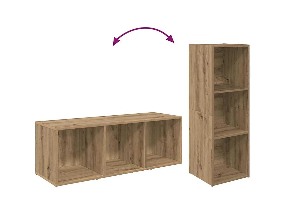 3-delige tv-kast, handgemaakt eikenhout, 37 x 35 x 107,5 cm