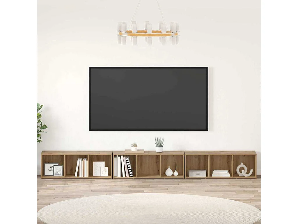 Meuble TV 3 pcs chêne artisanal 37 x 35 x 107.5 cm