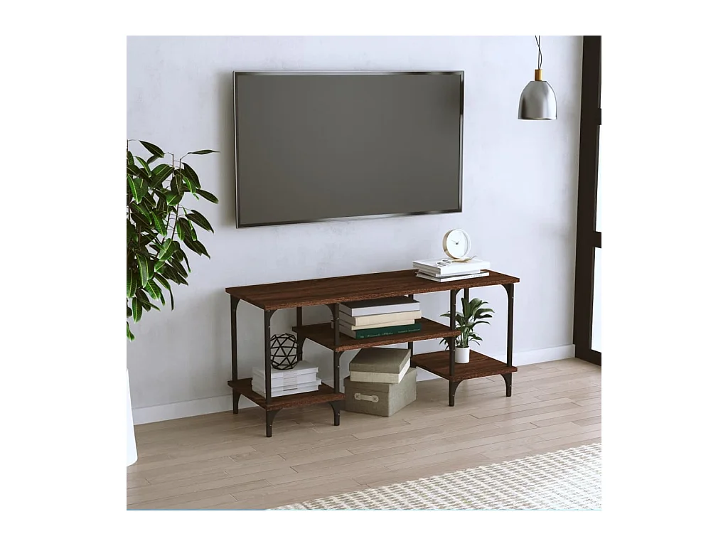 Meuble TV chêne marron 102x35x45,5 cm bois d'ingénierie