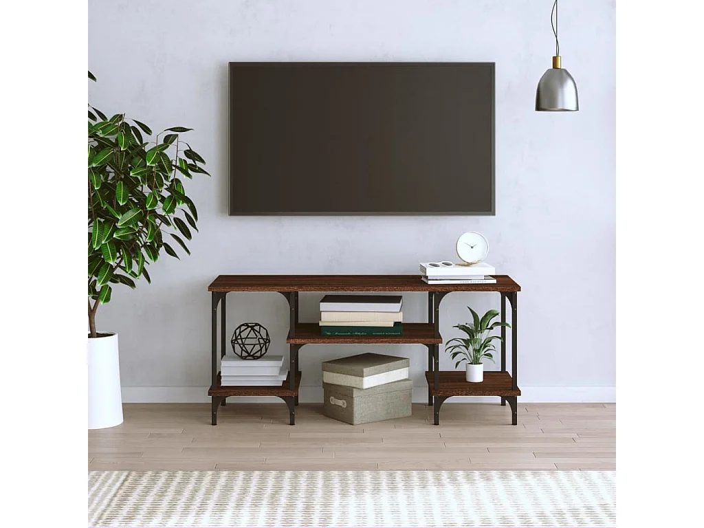 Meuble TV chêne marron 102x35x45,5 cm bois d'ingénierie