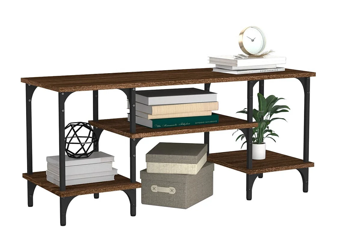 Meuble TV chêne marron 102x35x45,5 cm bois d'ingénierie