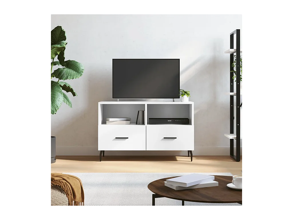 Meuble TV Blanc 80x36x50 cm Bois d'ingénierie