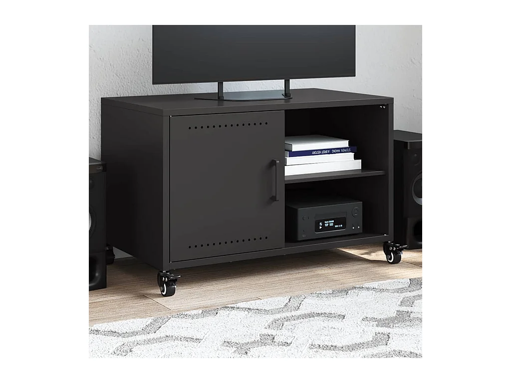 Meuble TV noir 68x39x43,5 cm acier