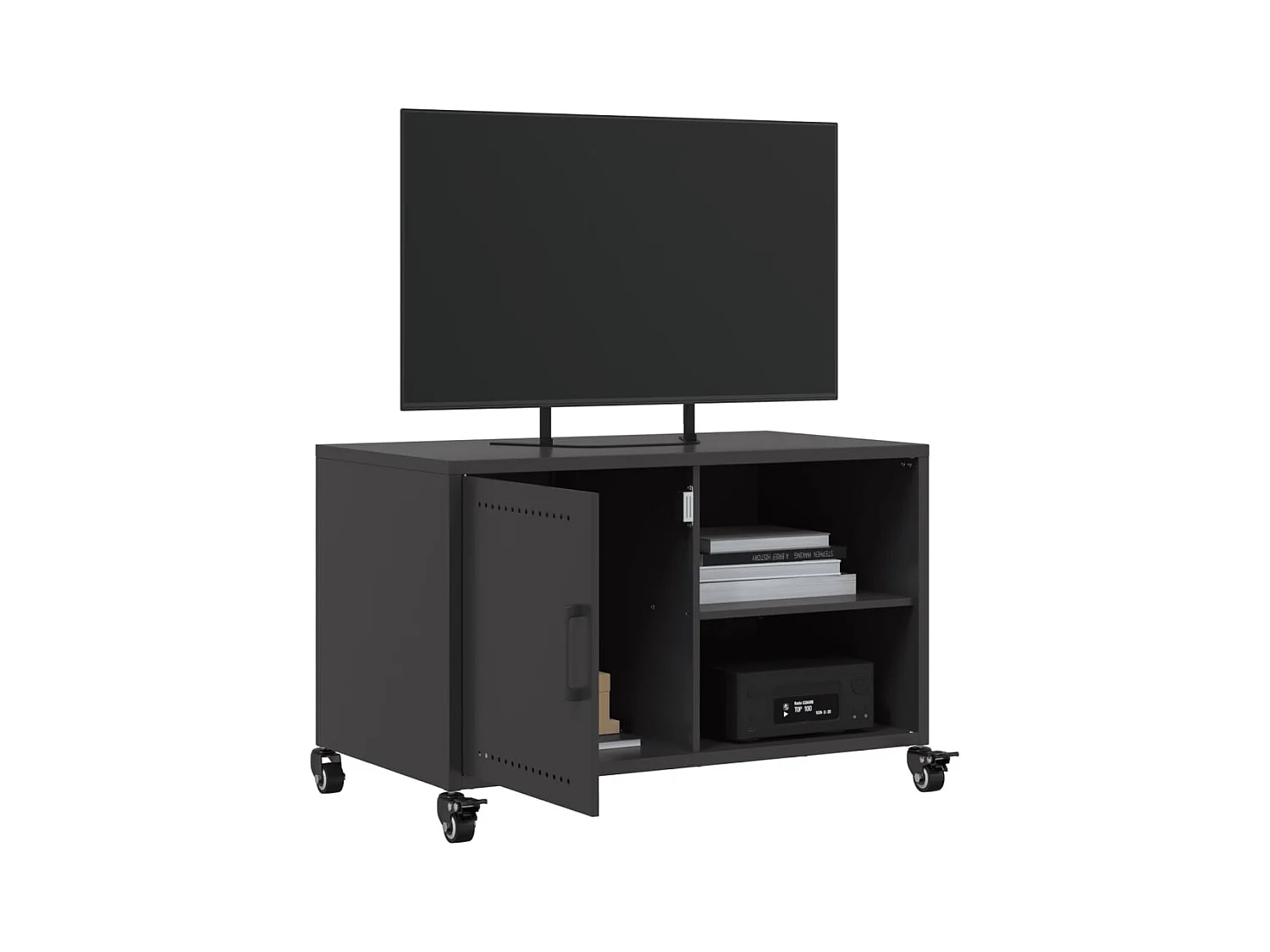 Meuble TV noir 68x39x43,5 cm acier