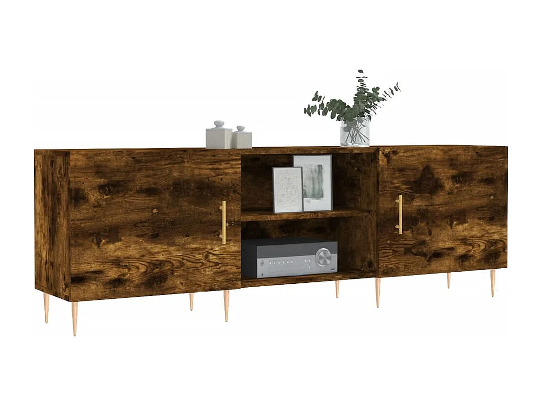 Meuble TV chêne fumé 150x30x50 cm bois d'ingénierie
