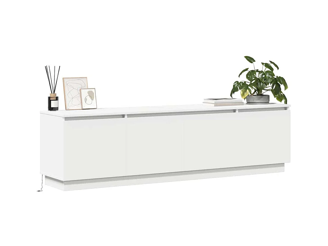 Meuble TV avec LED Blanc 180 x 38 x 49 cm Bois d'ingénierie