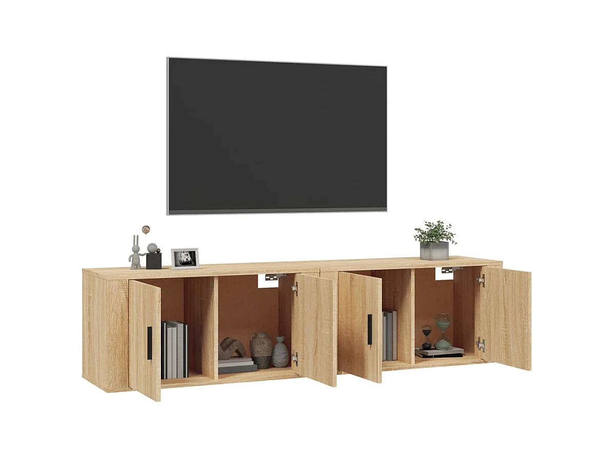Mobili TV da parete 2 pezzi, rovere Sonoma, 80x34,5x40 cm