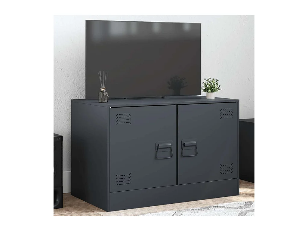 Meuble TV anthracite 67x39x44 cm acier
