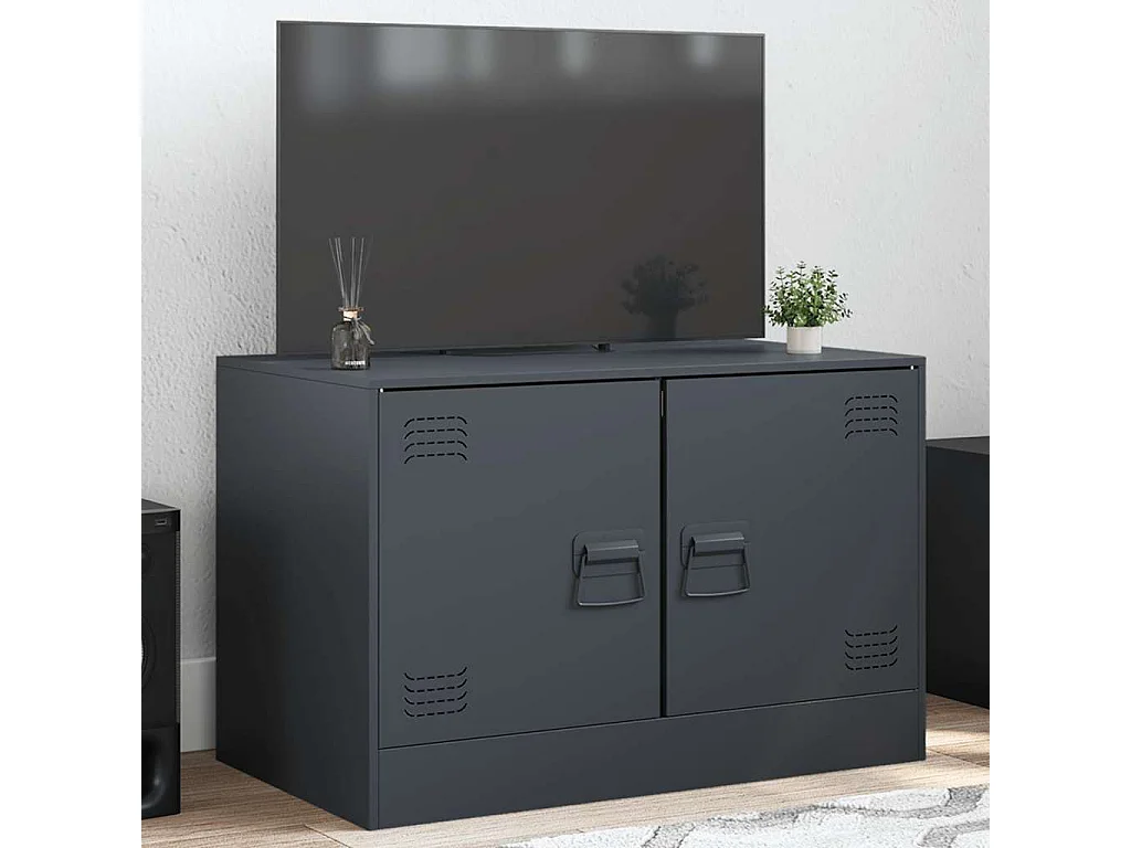 Meuble TV anthracite 67x39x44 cm acier