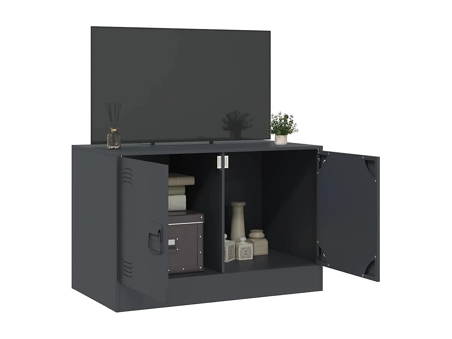 Meuble TV anthracite 67x39x44 cm acier