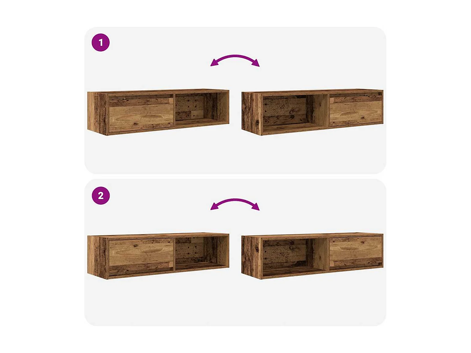 Meubles TV 2 pcs vieux bois 100x31x25,5 cm bois d'ingénierie