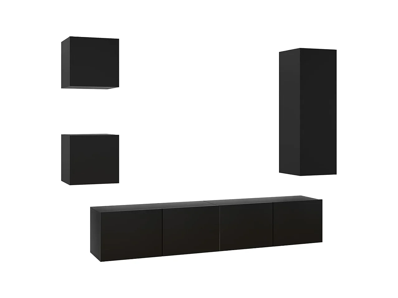 Ensemble de meuble TV 5 pcs Noir Bois d'ingénierie