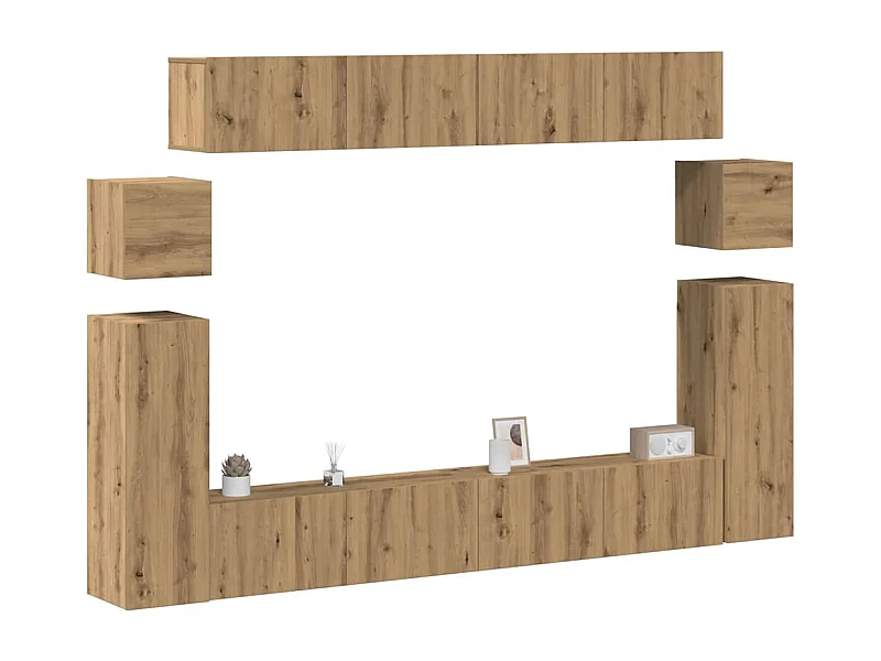 Ensemble de meuble TV mural 8 pcs chêne artisanal