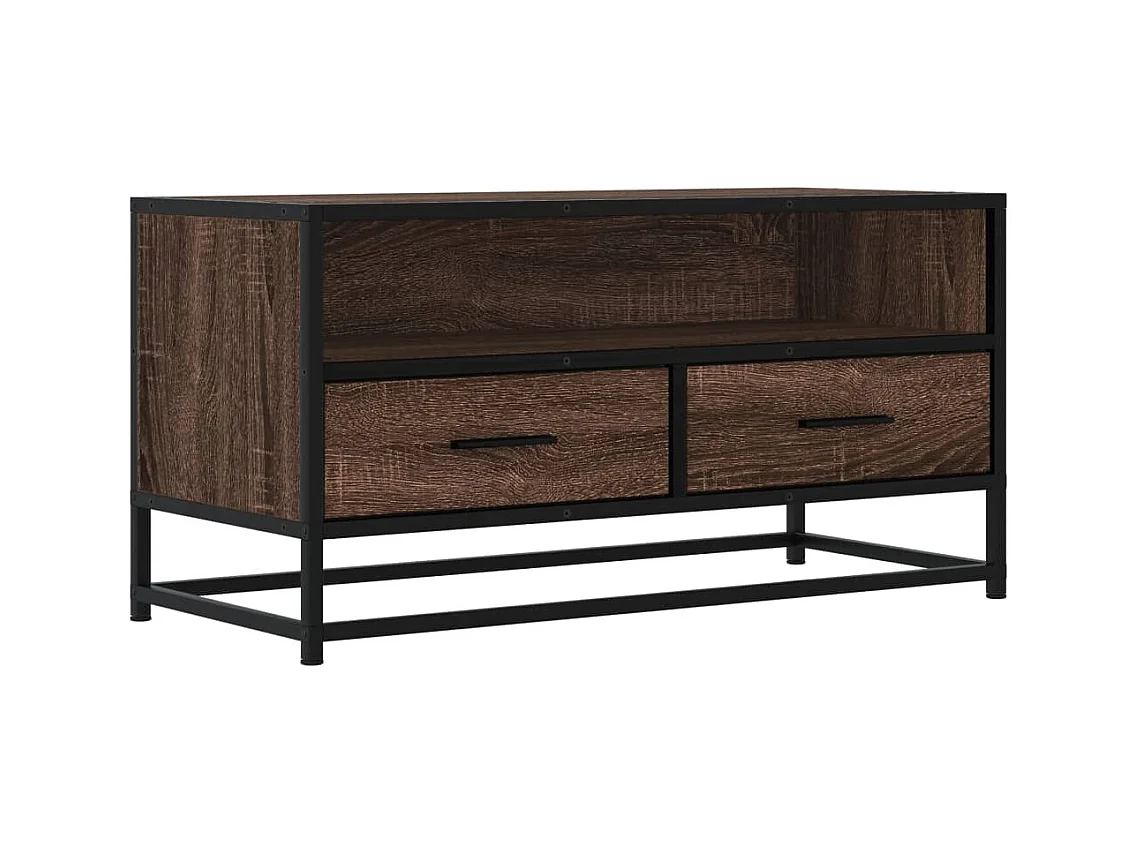 Meuble TV chêne marron 80x34,5x40 cm bois d'ingénierie et métal