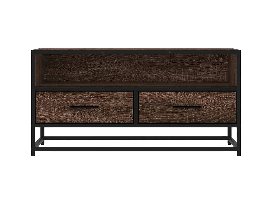 Meuble TV chêne marron 80x34,5x40 cm bois d'ingénierie et métal