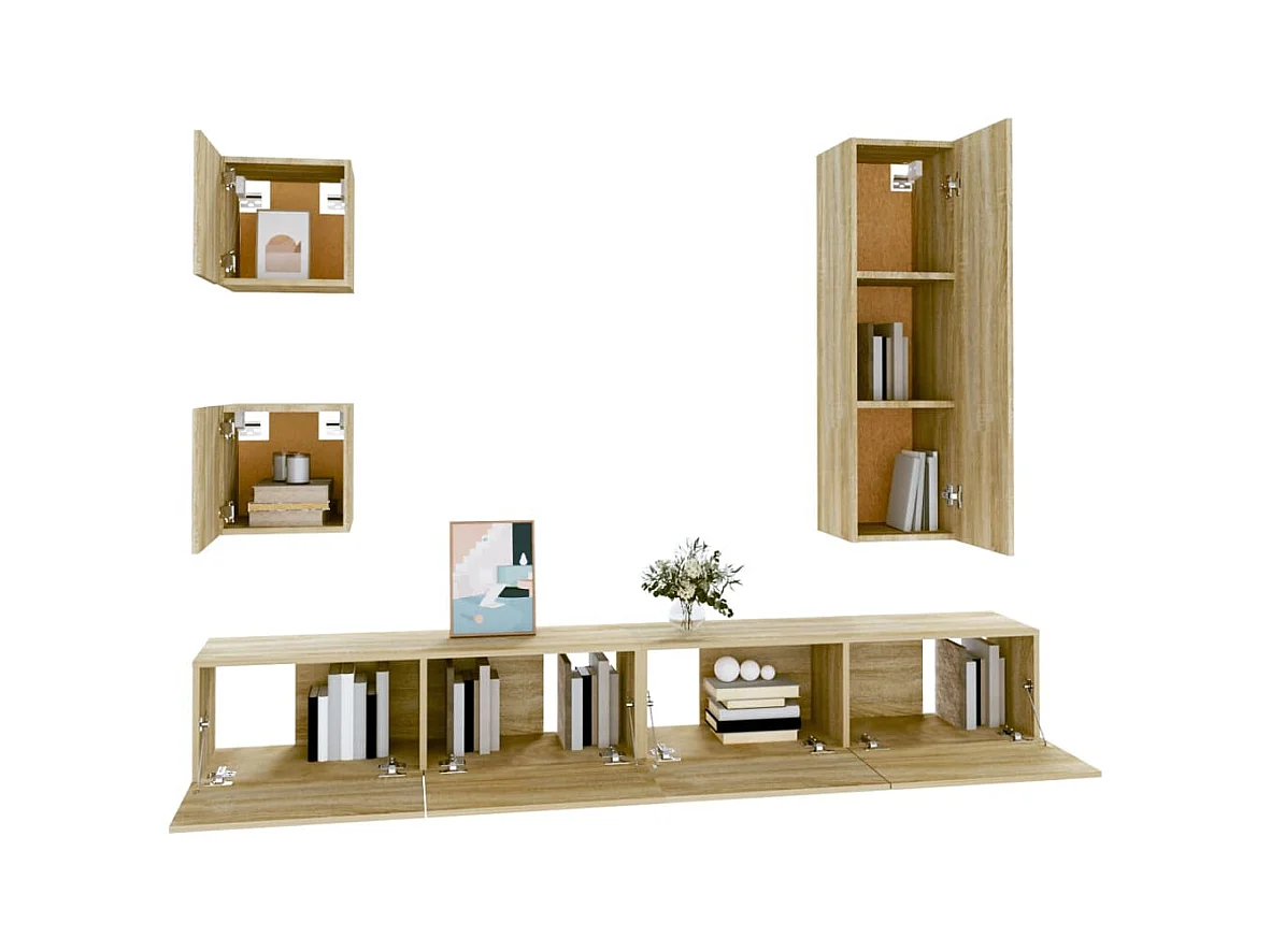 Ensemble de meubles TV 5 pcs Chêne sonoma Bois d'ingénierie