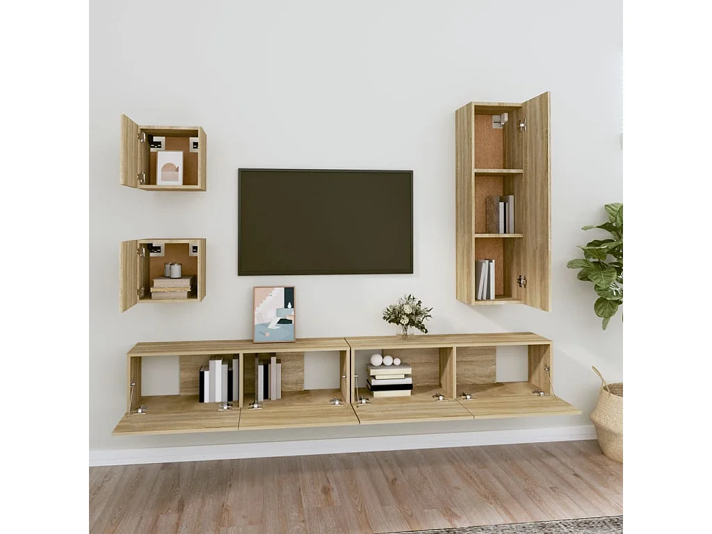 Ensemble de meubles TV 5 pcs Chêne sonoma Bois d'ingénierie