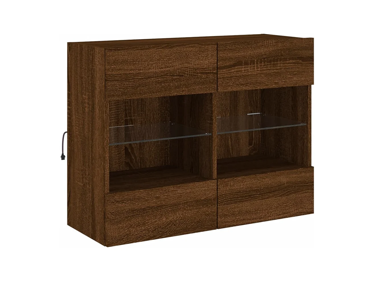 Wandmeubel met ledverlichting, bruin eiken, 78,5 x 30 x 60,5 cm