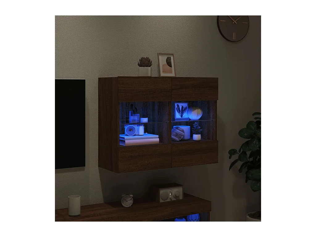 Wandmeubel met ledverlichting, bruin eiken, 78,5 x 30 x 60,5 cm