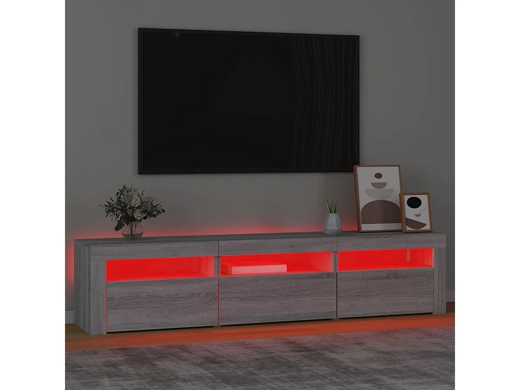 Mueble de TV Sonoma gris con luces LED 180x35x40 cm
