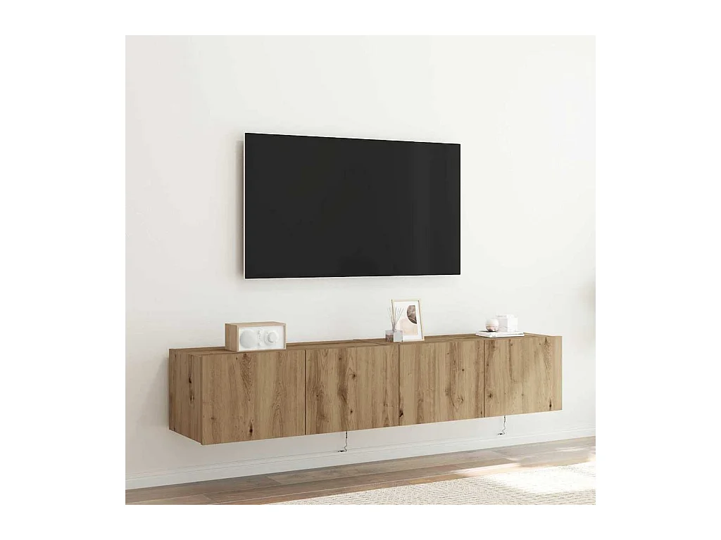 Wandmontierter TV-Schrank Wandmontiert handgefertigt Eiche 80 x 35 x 31 cm