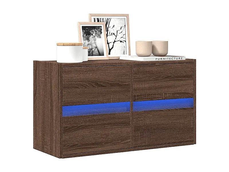 Wandmeubel met ledverlichting, bruin eiken, 80x31x45 cm