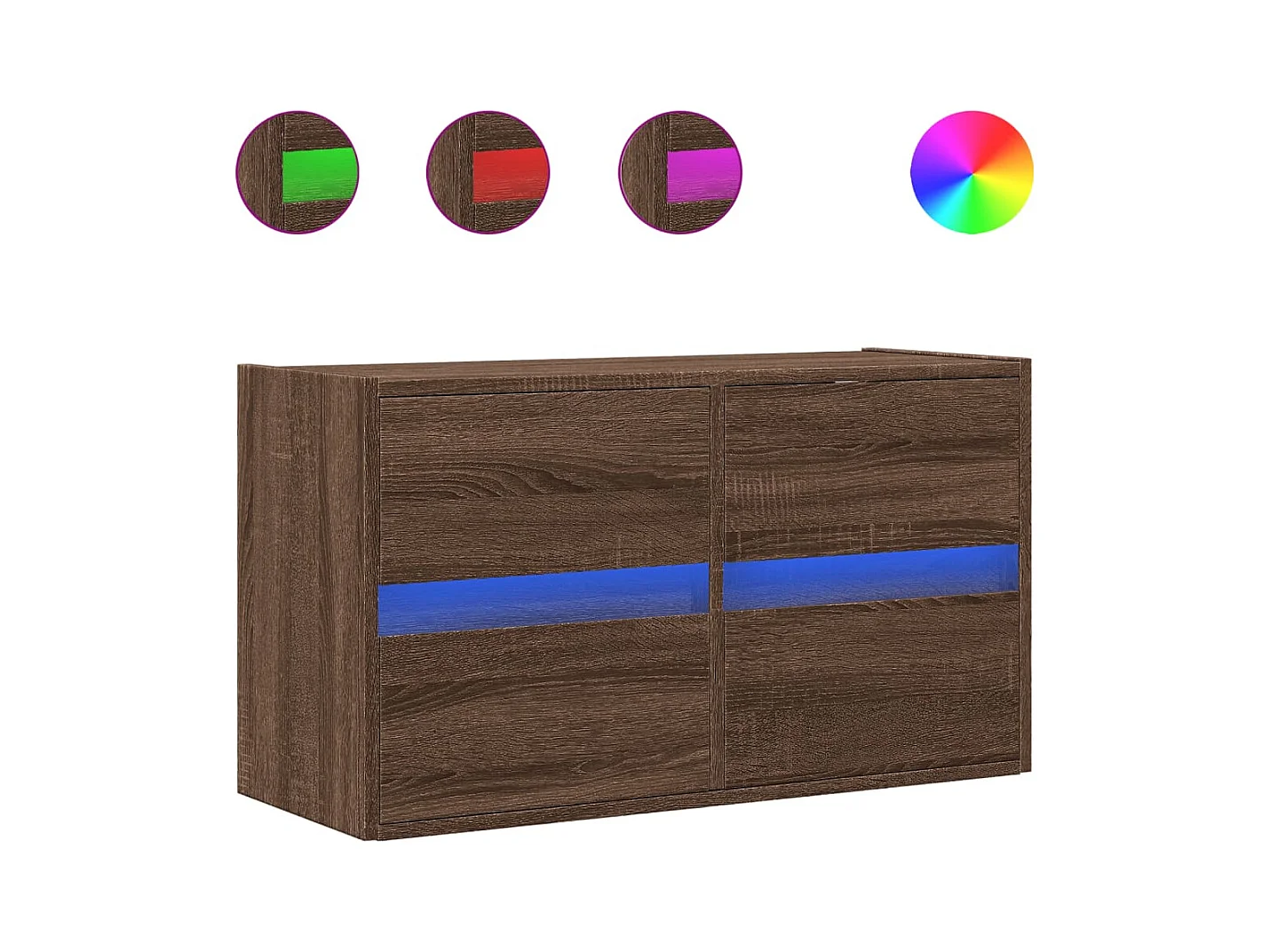 Wandmeubel met ledverlichting, bruin eiken, 80x31x45 cm