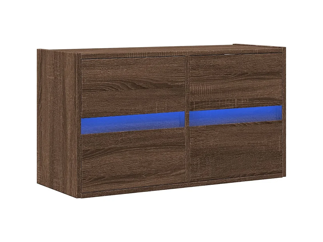 Wandmeubel met ledverlichting, bruin eiken, 80x31x45 cm