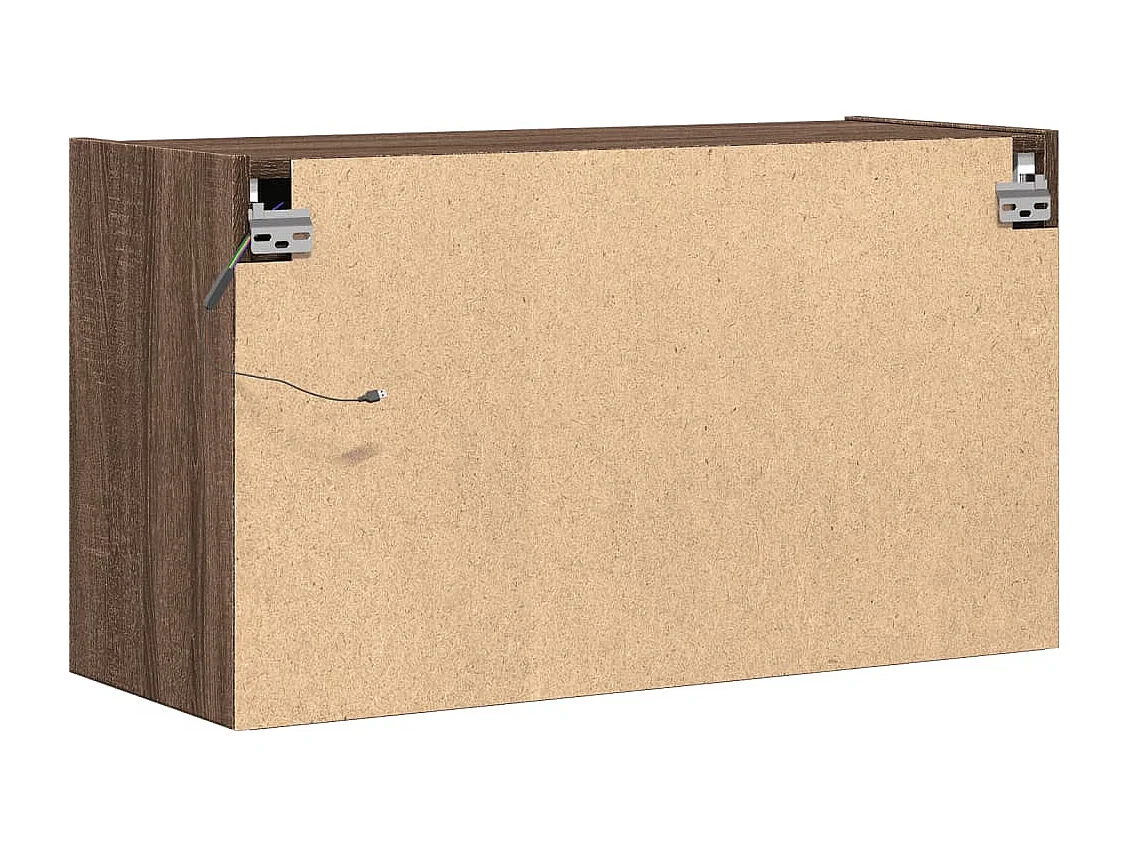 Mobile porta TV a parete con luci LED, rovere marrone, 80x31x45 cm