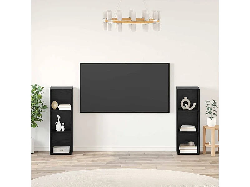 Set di mobili TV 2 pezzi Rovere nero 107 x 35 x 37 cm