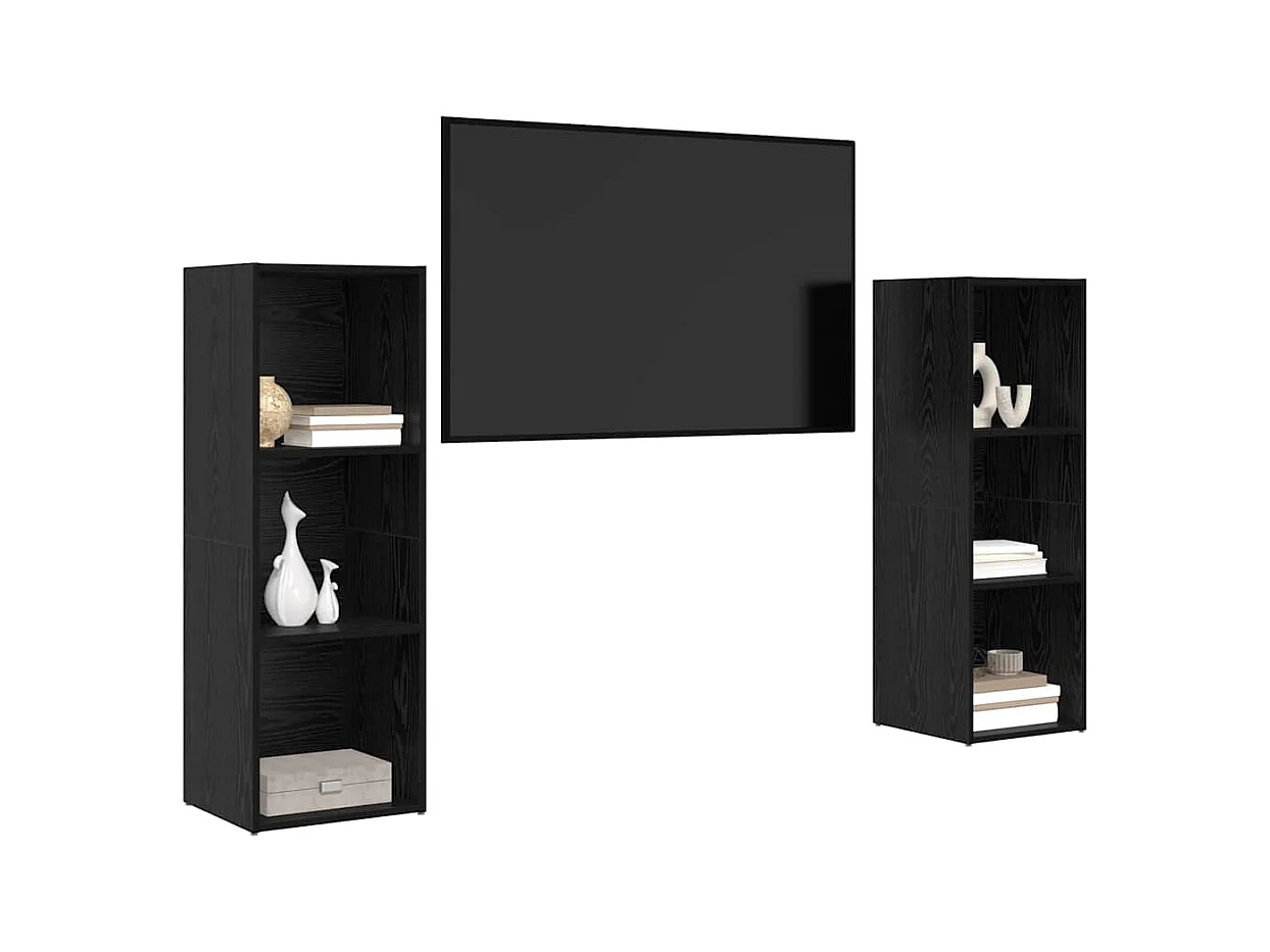 Set di mobili TV 2 pezzi Rovere nero 107 x 35 x 37 cm