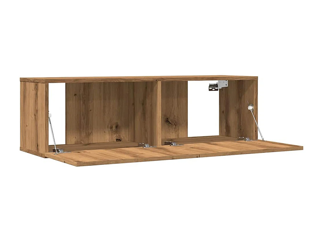 Muebles de TV de pared de 2 piezas, roble hecho a mano, 100x30x30 cm