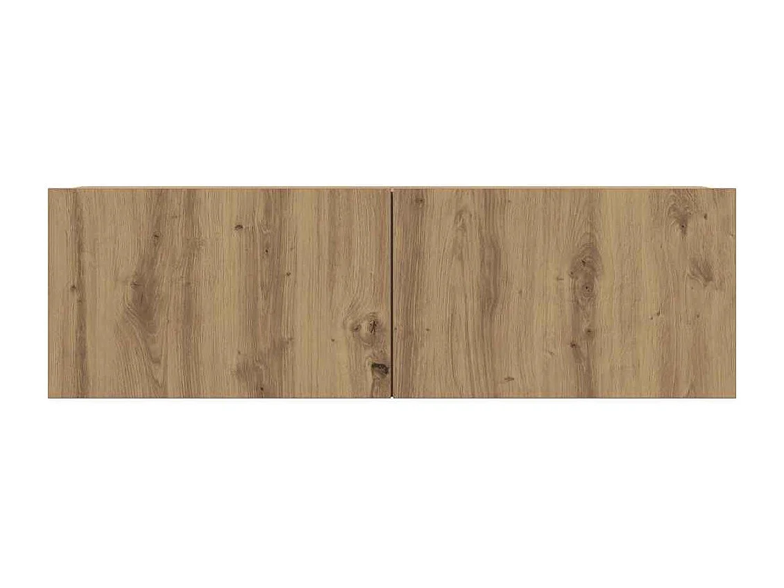 Muebles de TV de pared de 2 piezas, roble hecho a mano, 100x30x30 cm