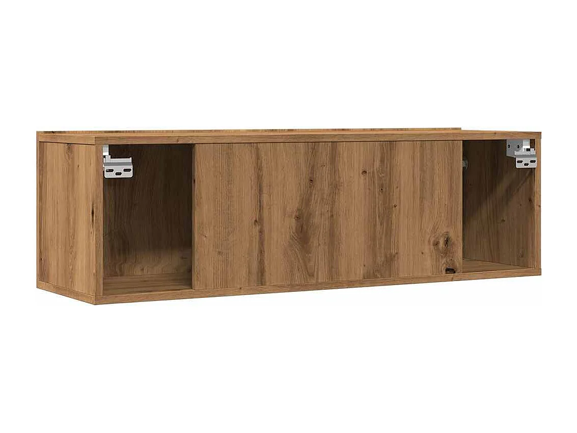 Muebles de TV de pared de 2 piezas, roble hecho a mano, 100x30x30 cm