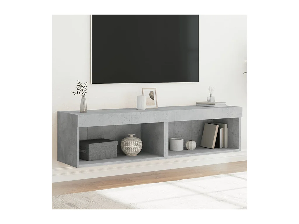 Meubles TV avec lumières LED 2 pcs gris béton 60x30x30 cm