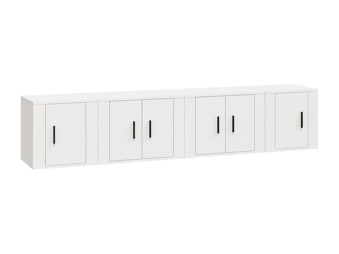 Set di mobili porta TV da 4 pezzi in legno ingegnerizzato bianco