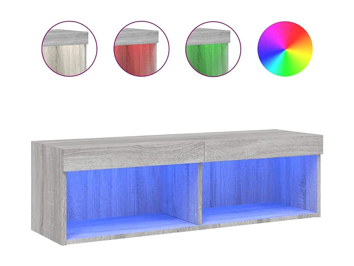 Meuble TV avec lumières LED sonoma gris 100x30x30 cm