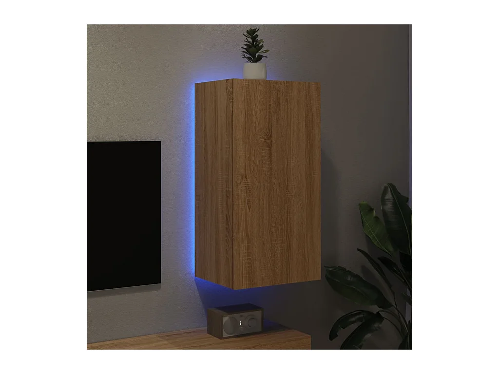 Wandmeubel met LED-verlichting Sonoma eiken 40,5x35x80 cm
