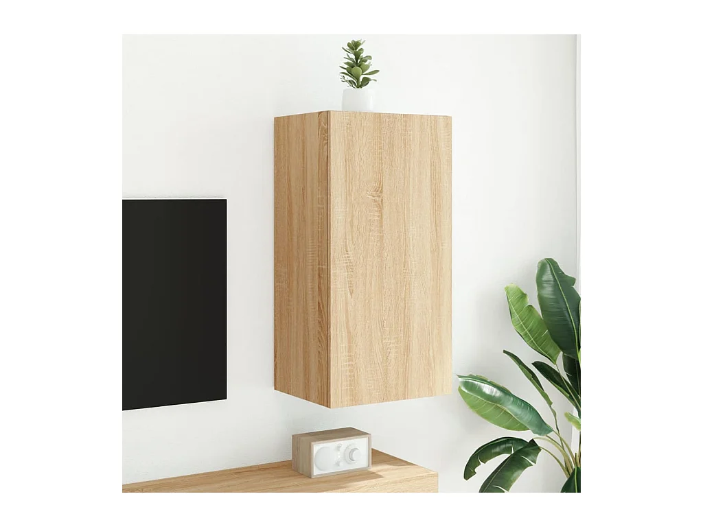 Wandmeubel met LED-verlichting Sonoma eiken 40,5x35x80 cm