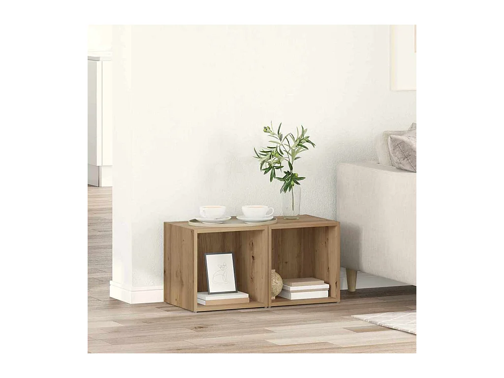 Mobile TV 2 pezzi Marrone 37 x 35 x 37 cm Legno ingegnerizzato