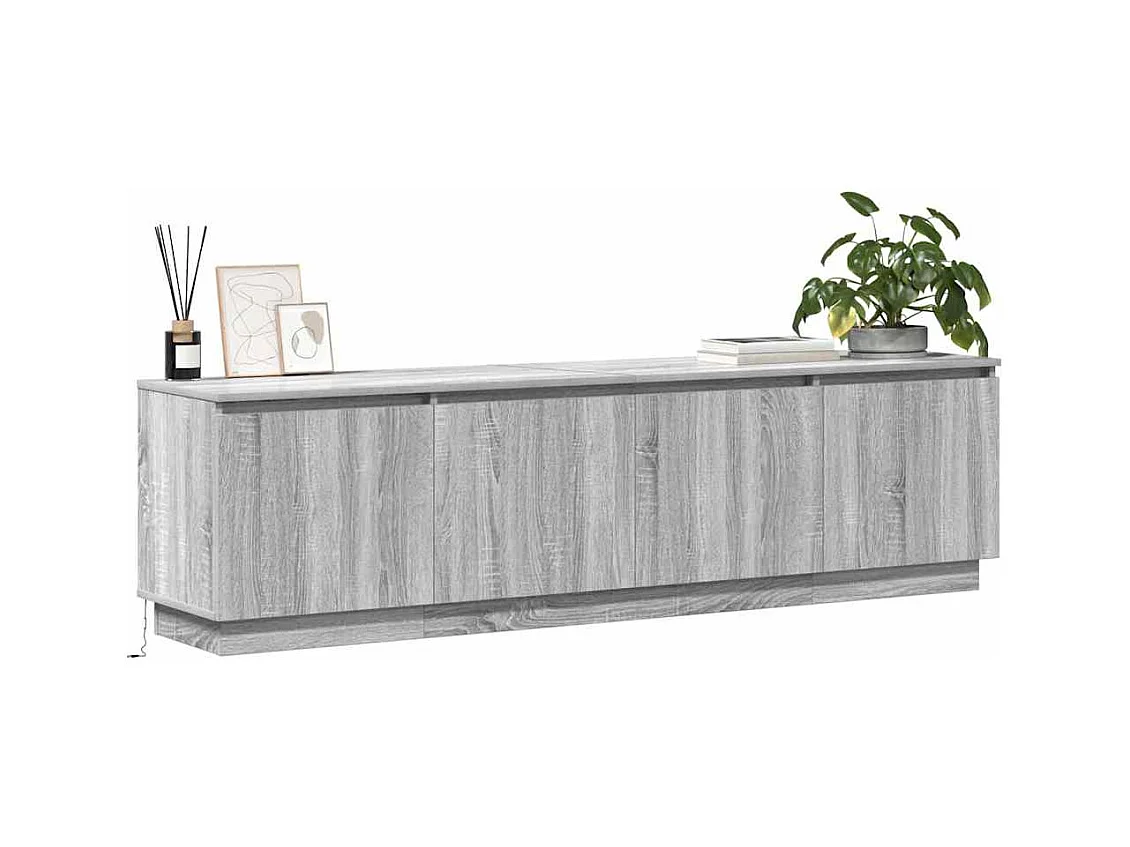 Sonoma grijs tv-meubel met led 180 x 38 x 49 cm