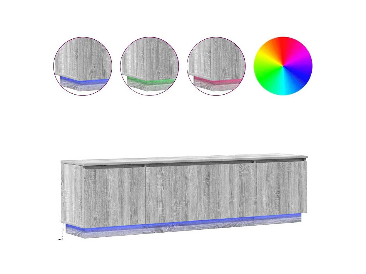 Sonoma grijs tv-meubel met led 180 x 38 x 49 cm