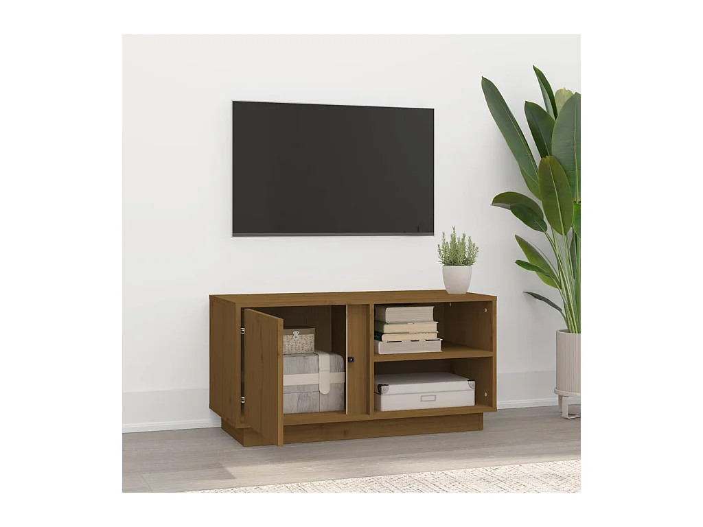 Mobile TV color miele 80x35x40,5 cm in legno massello di pino
